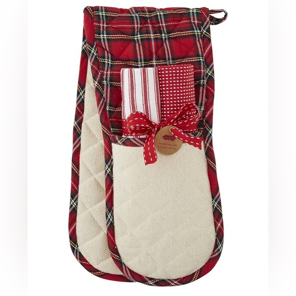 ❤️ Mud Pie ❤️ NWT ❤️ Double Christmas Oven Mitt & Towel Set, Spreading Cheer - Picture 1 of 15
